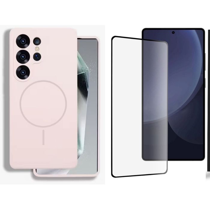 Husa Magsafe Liquid si Folie Sticla - Samsung S24/S25/PLUS/ULTRA