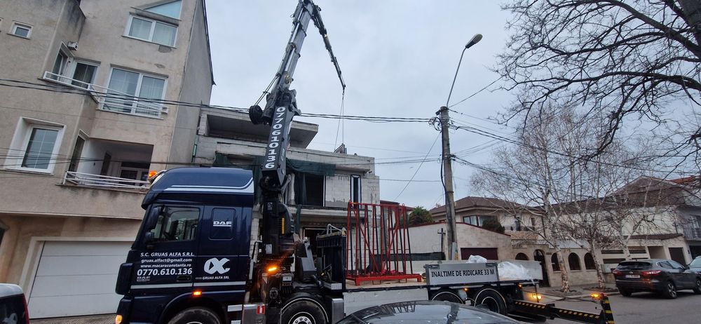 Închirieri camion cu macara cu braț telescopic 33 M