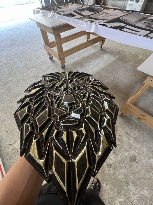 Геометрическое панно “Лев” — настенный 3D-декор (ручная работа)