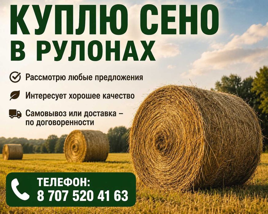 Сено в рулонах в