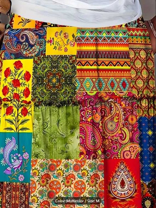 Дълга лятна пола - цветна, шарена, на цветя, червена,жълта