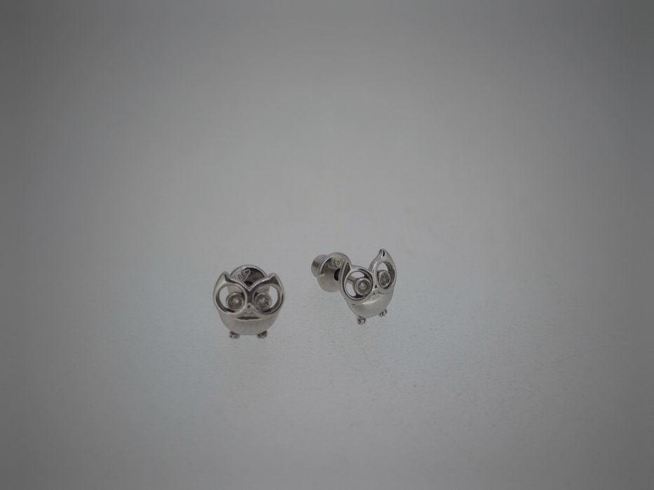 Cercei fetițe aur 14k 0.89gr cu diamante naturale (r)