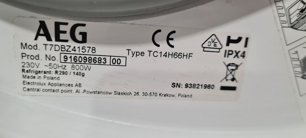 Сушилня с термопомпа AEG 7000 Series 7кг А+++