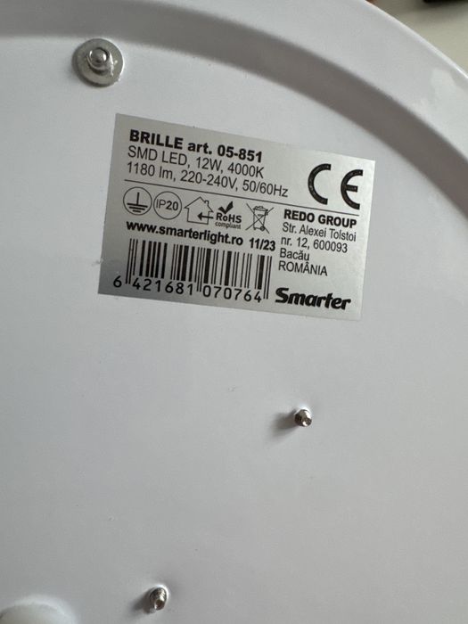 Plafoniera LED  Brille 12 W 4000 k/ lustra led / aplica led 28 cm