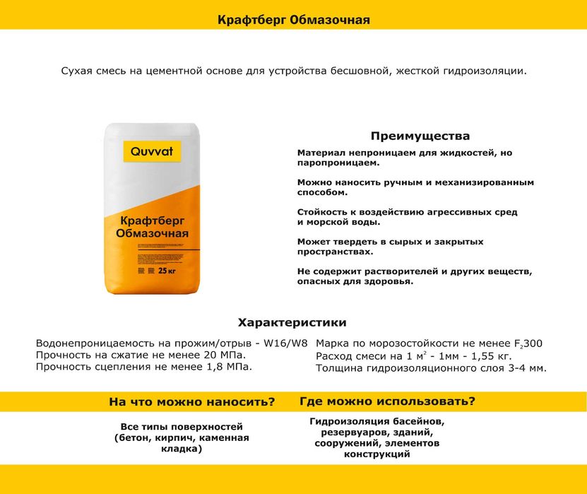Проникающая гидроизоляция Quvvat от Узбекского производителя