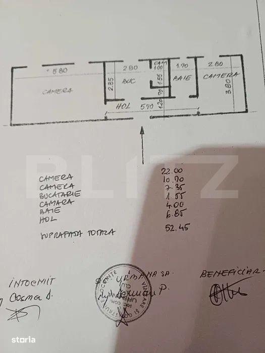 Apartament 2 camere, decomandat, 52,45 mp, Manastur, zona Taberei