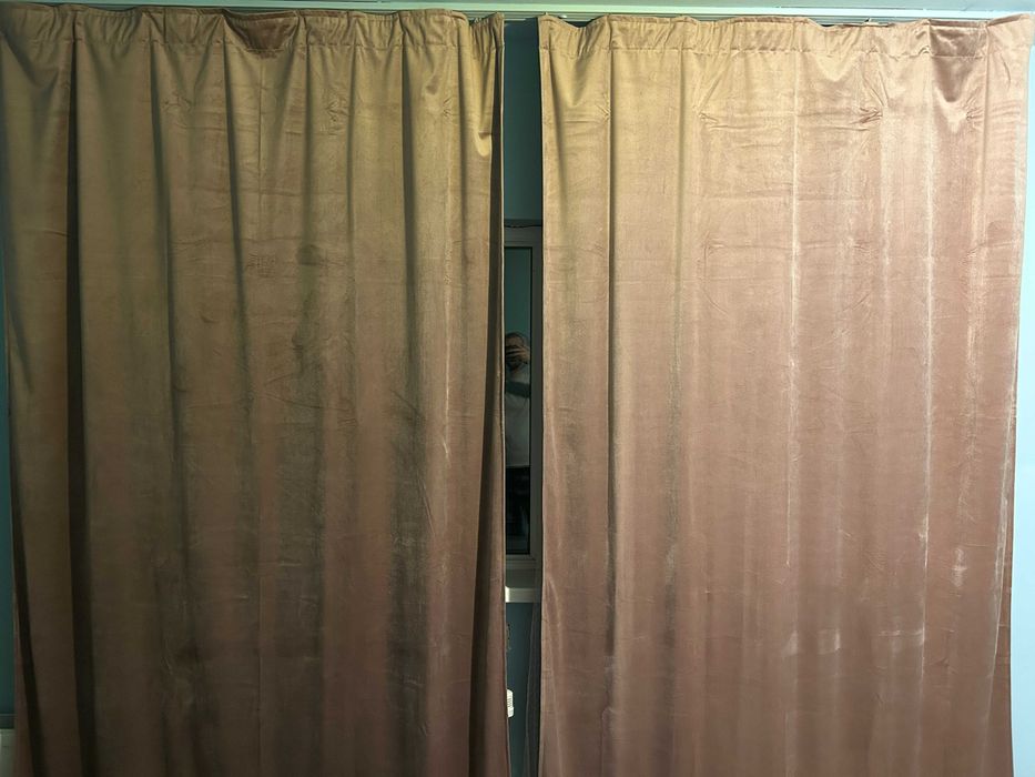 Set 2 draperii roz pudra, 2.40m, stare excelenta