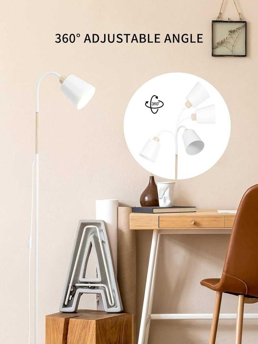 Lampa de Podea Alba (metal) - lemn, 160CM, REDUS de la 250RON