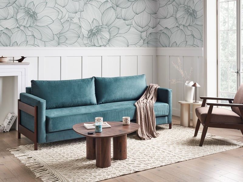 PROMO Canapea extensibilă 3 locuri ORSA, velur, aqua