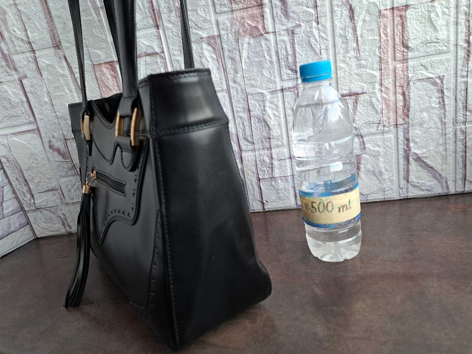 дамска чанта,черна кожена чанта-естествена кожа