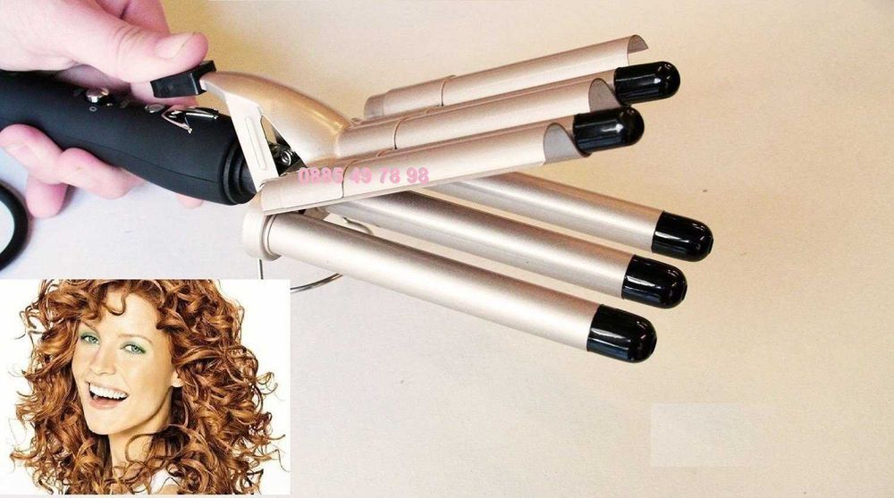 Мощна 75W, 5 шиша Керамична ретро маша/преса, къдрици,къдрене,прическа