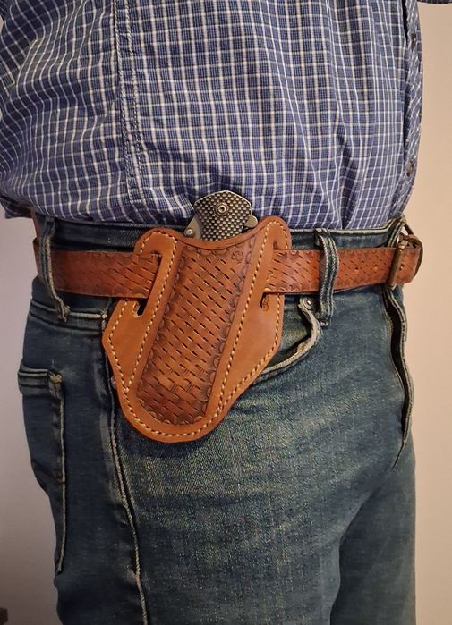 Teacă piele, lucrată manual