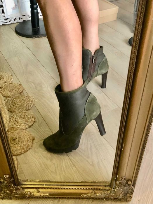 Botine imblanite piele 100% naturala cu platforma MANAS marime 39