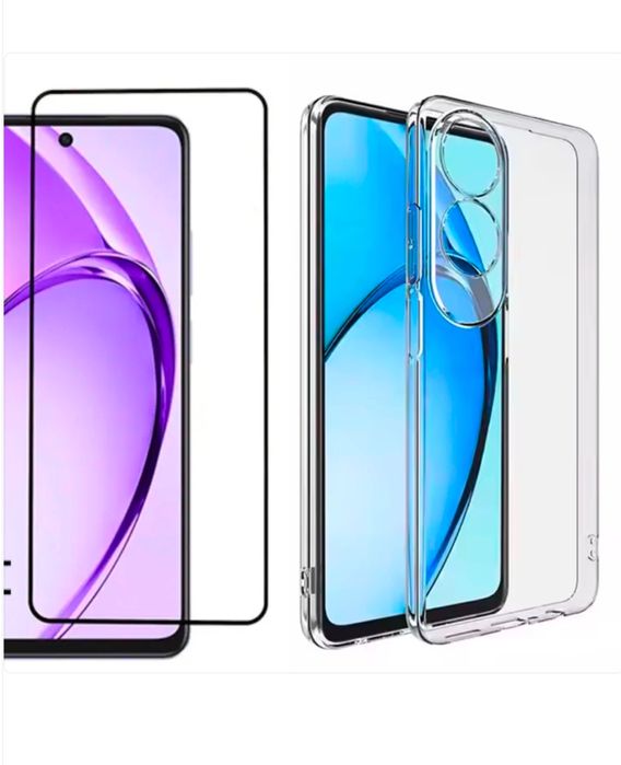 OPPO A40/A60/A80 - Husa Silicon Clar Shoc Protect + Folie Sticla