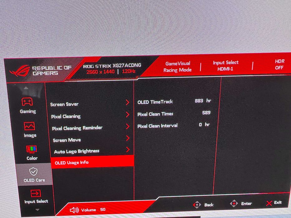 Monitor Gaming LED OLED ASUS ROG Strix XG27ACDNG, 26.5", QHD, 360Hz