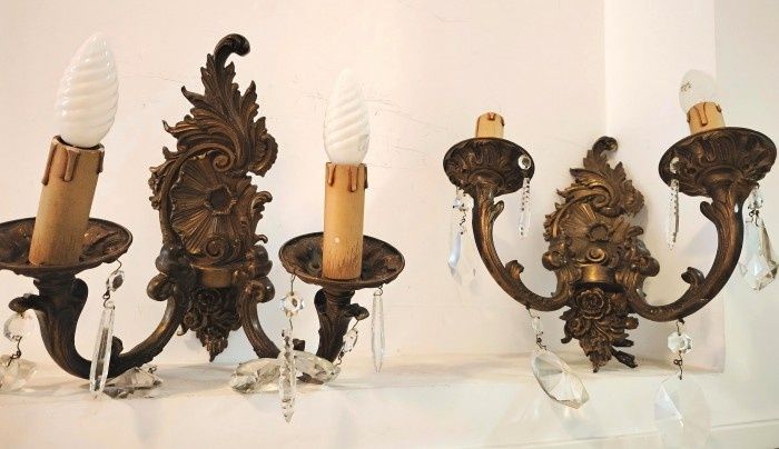 Aplice de dimensiuni mari din bronz masiv și elemente din cristal in s