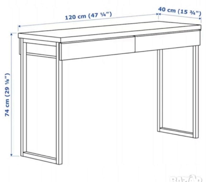 Бюро Ikea Besta Burs , бял гланц