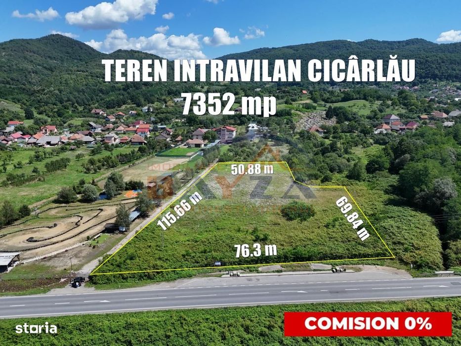 Teren intravilan 7352 mp cu deschidere la DN – Cicârlău, COMISION 0%