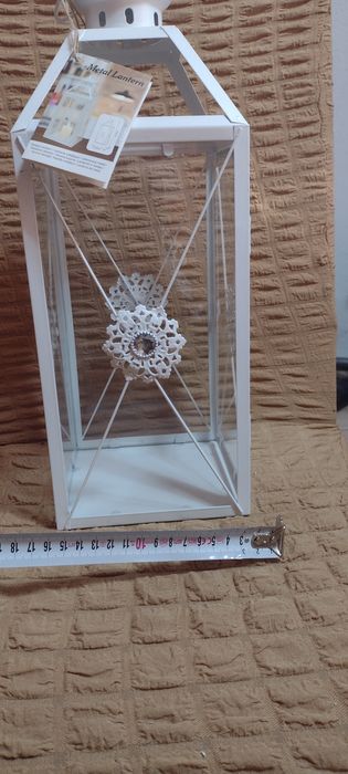 Фенер метал, нов, 15/15/42 см, украса, декорация