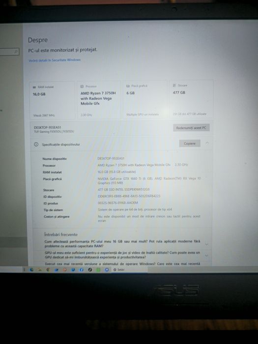 Laptop Asus fx 505 DU