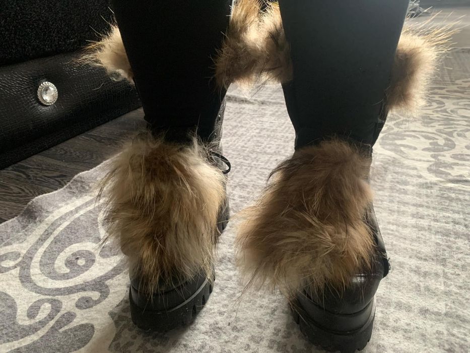 Дамски ботуши естествена кожа с естествен косъ м