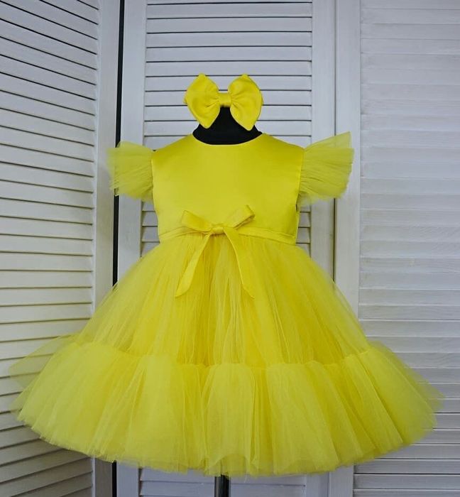 Желтое платье для девочек (прокат) Алматы