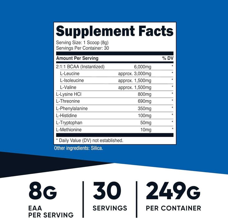 EAA аминокислоты Nutricost для роста мышц и восстановления, 30 порций