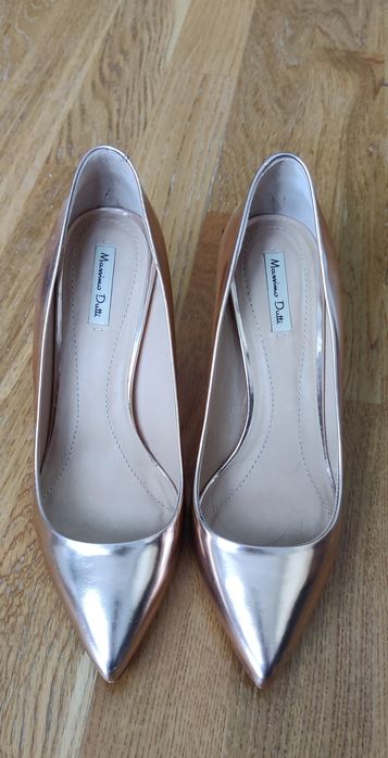 Pantofi aurii din piele naturală