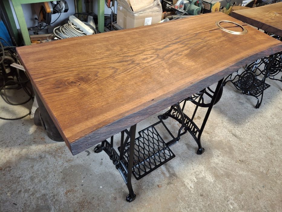 Măsuțe din fontă cu blat stejar