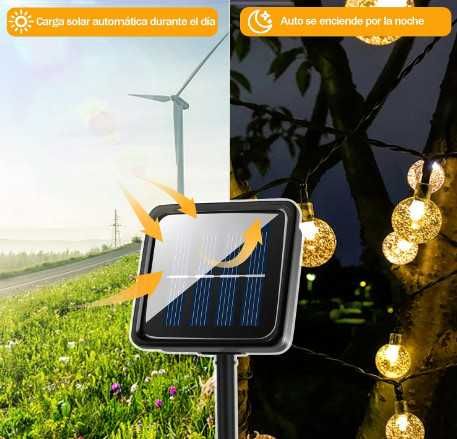 NORBASE комплект от 2 броя соларни гирлянди с кристални топки