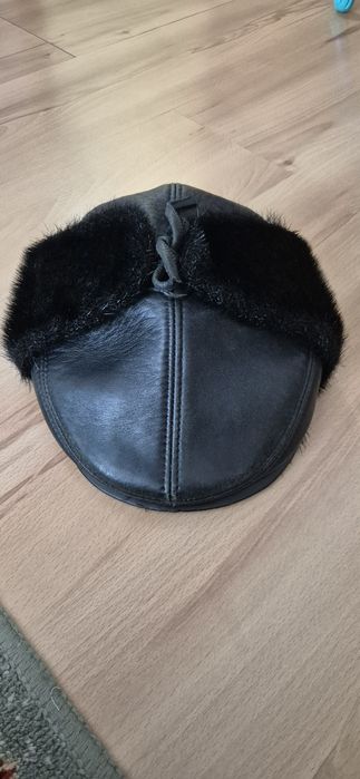 Шапка зимняя норковая кожанная