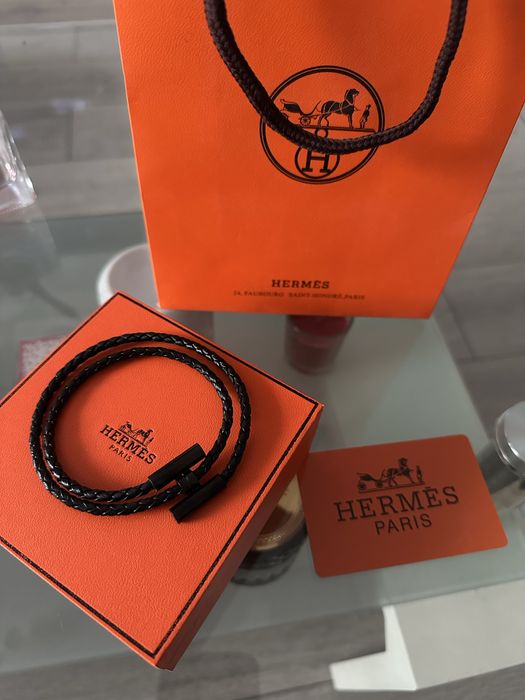 Bratara hermes barbateasca neagra piele