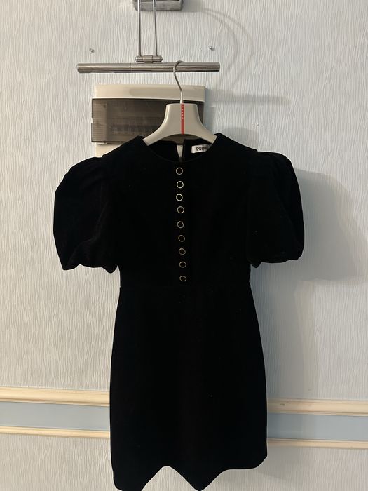 Платье бархатное черное мини