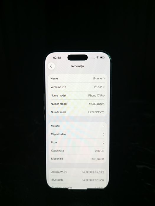 Noble Amanet - iPhone 17 Pro - Baterie 100% - 256 Gb