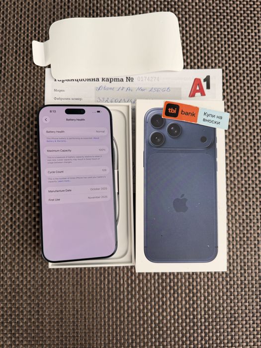НОВ!*46€/м iPhone 17 Pro Max*Blue айфон 17 про макс
