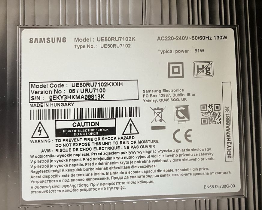 Placa baza alimentare TV Samsung UE50RU7102K