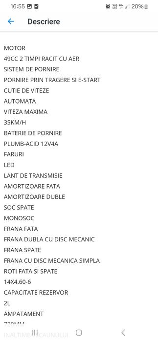 Atv  copii 49cc  in 2 timp