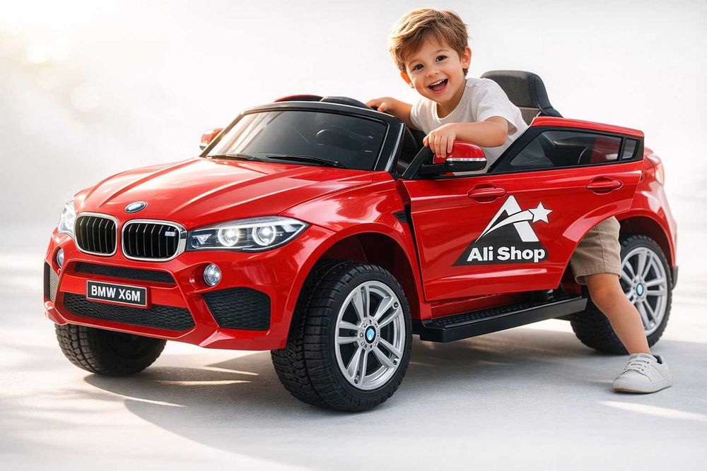 Акумулаторен джип BMW X6M 12V, с меки гуми и кожена седалка