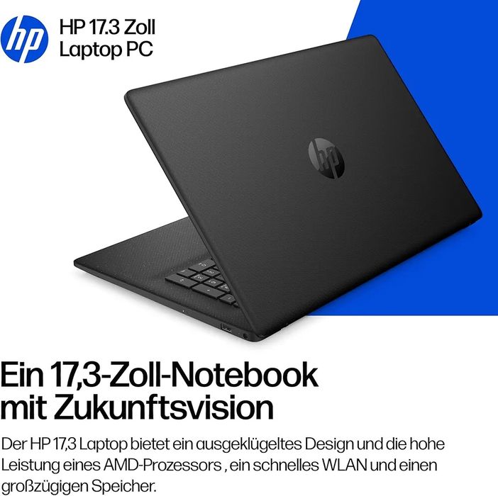Laptop HP cu ecran FHD de 17,3", procesor AMD Ryzen 5 7520U, 8 GB RAM