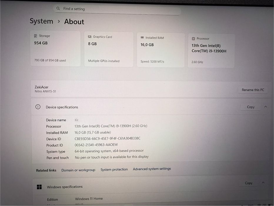 Acer Nitro V 15 ANV 15 15.6 FHD IPS 165Hz Геймърски Лаптоп
