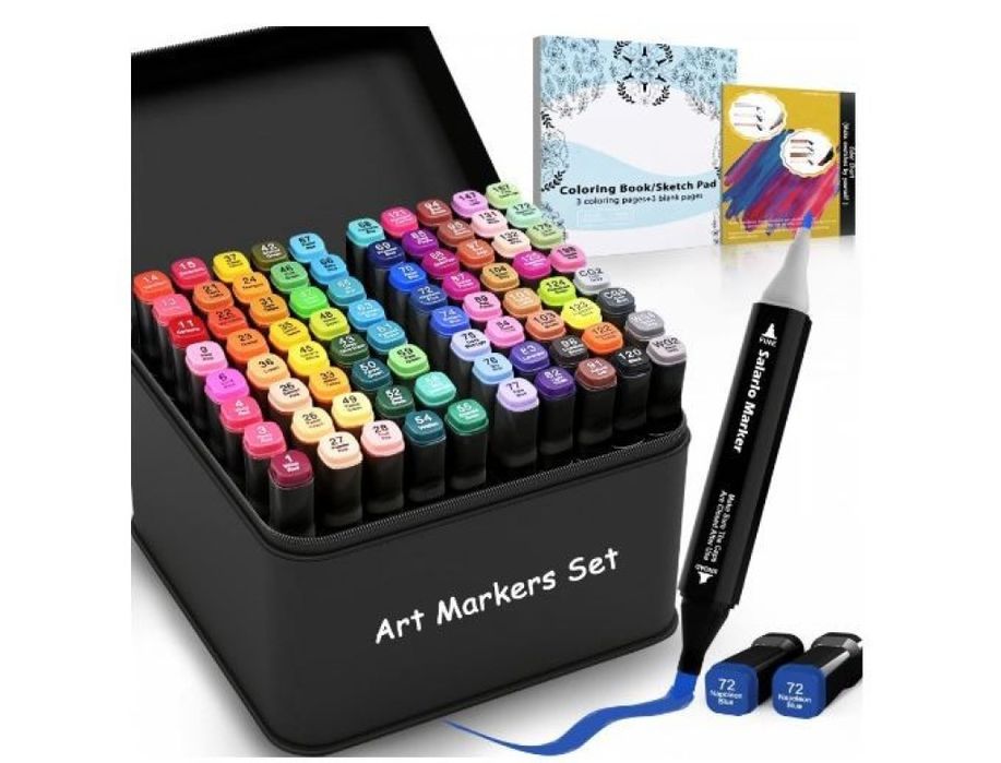 Комплект от маркери с две страни и калъф за съхранение