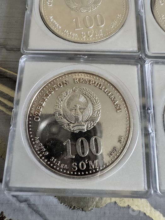 Серебриный монеты Узбекистана 31.1 г 999 проба серебро kumush tanga