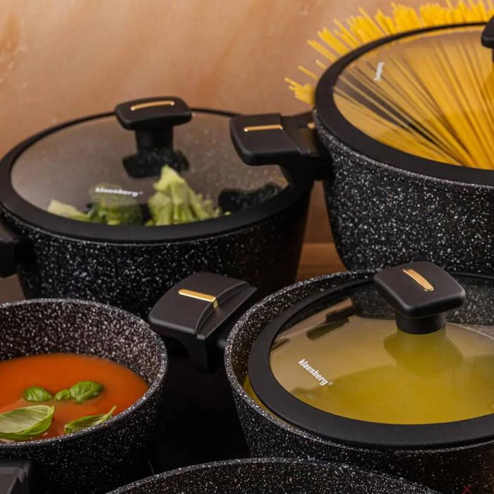 Set de oale din aluminiu turnat cu strat antiaderent din marmura,