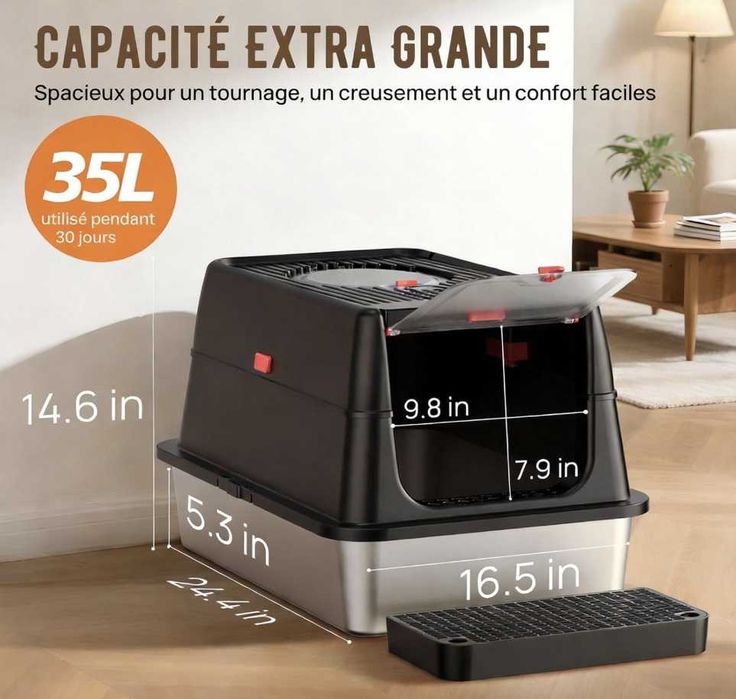 XXL Котешка Тоалетна от Неръждаема Стомана V2A304-Без Миризми и Течове