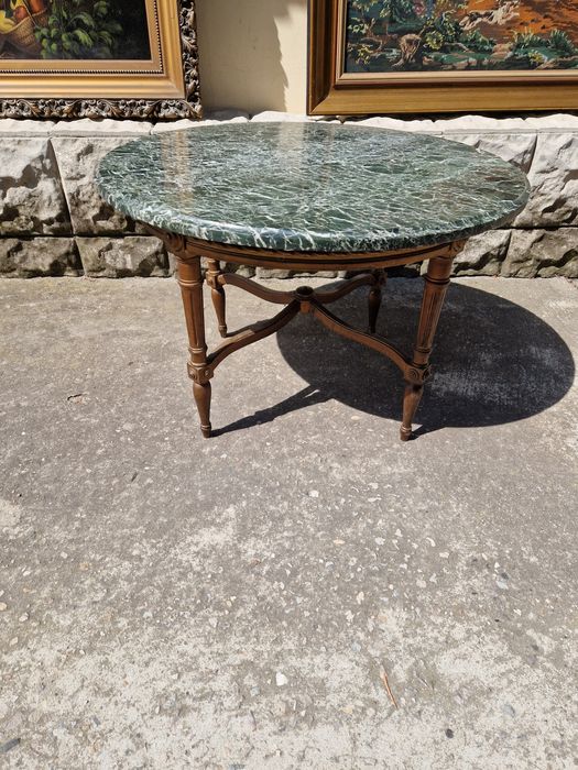 Антикварна немска масичка масив с мраморен плот