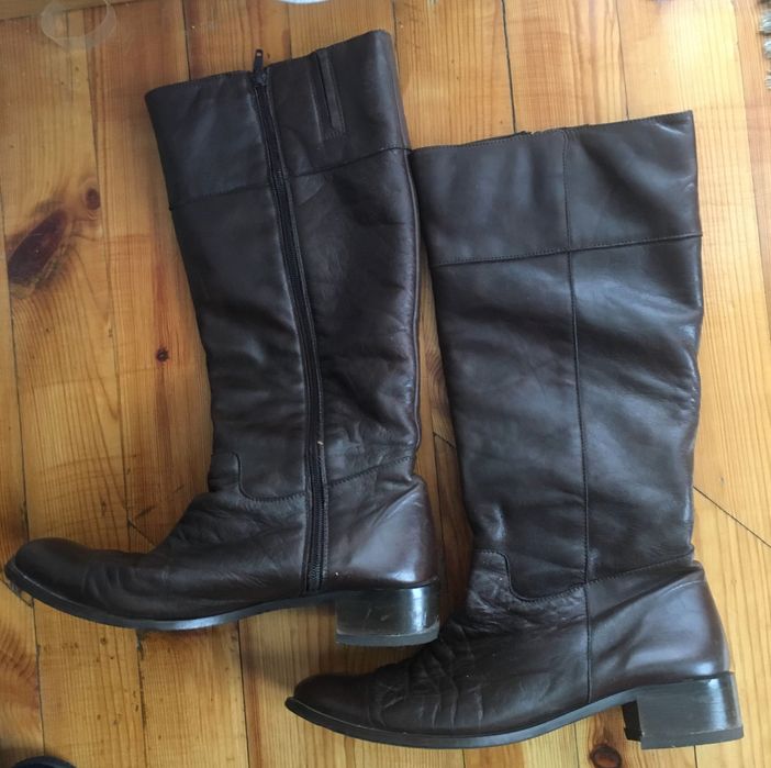Дамски ботуши -естественна кожа - тъмно кафяви ,черни, 41 номер