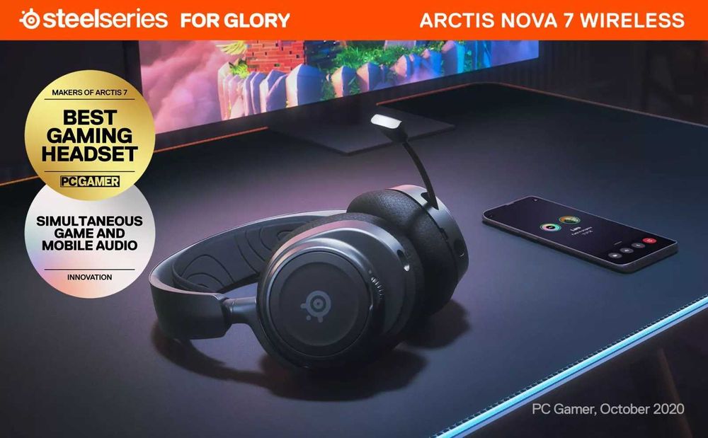 Безжични геймърски слушалки SteelSeries ARCTIS NOVA 7 - Черни!