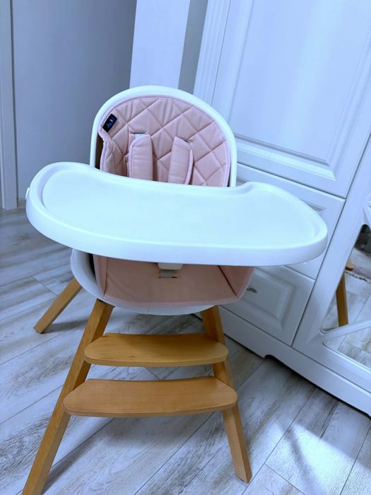 Scaun de masa 3 in 1 Juju Eat&Twist, rotativ 360 grade, Roz