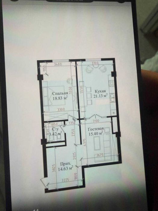 Mavera Town 3-комнатная, Абдулла Каххара, 74 м²`