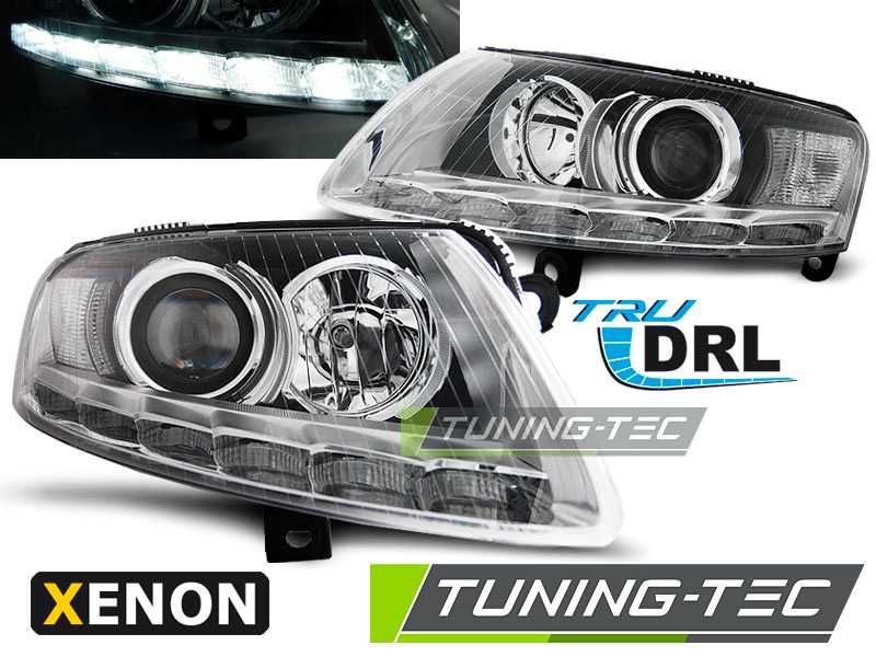Faruri Audi A6 C6 4F Xenon LED conversie la facelift cu DRL